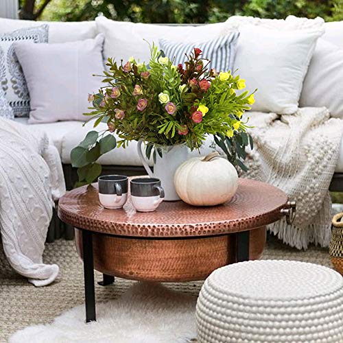 HUAESIN 4pcs Ramillete Flores Artificiales Pequeñas Decoración Flor Plastico Ramo Flores Artificiales Blanco Marrón Amarillas Hojas Verdes para Balcon Jarrones Cocina Baño Fiesta Jardinera Maceta