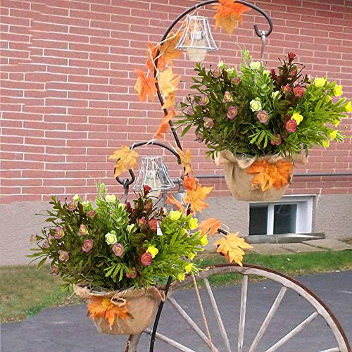 HUAESIN 4pcs Ramillete Flores Artificiales Pequeñas Decoración Flor Plastico Ramo Flores Artificiales Blanco Marrón Amarillas Hojas Verdes para Balcon Jarrones Cocina Baño Fiesta Jardinera Maceta