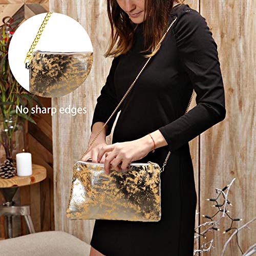 HUAESIN Correa de Cadena para Bolsos de Mano con Cierres Giratorios Correa Metal Bolso de Reemplazo Cadena Plana para Bolsos Bandolera Mujer Bolso Monedero Hombro Cruz 120×0.9×0.25cm Oro