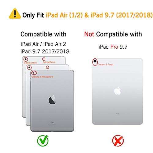 HUASIRU Pintura Caso Funda para iPad Air/Air 2 (9.7 Pulgadas) y iPad 2017/2018 - La Cubierta de Soporte Ajustable con Auto-Reposo/Activación, Ojos Grandes