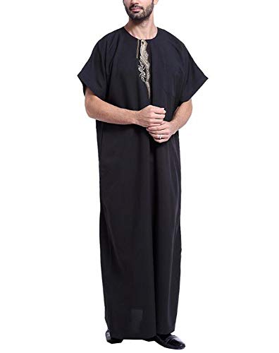 Huateng Marruecos Thobe 4 Colores Túnica Maquillaje Vestido árabe Hombres DishDash Jubba Ropa Oración S-XXXL