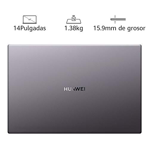 Huawei Matebook D14 - Ordenador Portátil Ultrafino de 14" FullHD (AMD Ryzen 5 3500U, 8GB RAM, 256GB SSD, Radeon Vega 8 Graphics, Windows 10 Home, Sensor de Huella), Space Gray, Teclado Qwerty Español