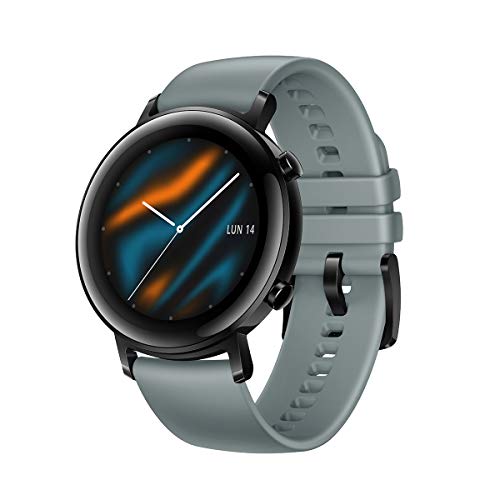 Huawei Watch GT 2 Sport - Smartwatch con Caja de 42 mm, Hasta 1 Semana de Batería, Pantalla táctil AMOLED 1.2", GPS, 15 Modos Deportivos, Pantalla 3D de Cristal, Gris (Lake Cyan)