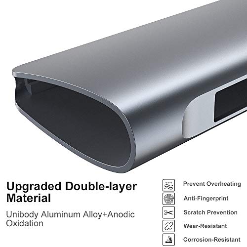 Hub USB C, VUKSRA Tipo C Adaptador 6 en 1 USB C con Chips de Conducción Independientes, Salida 4K HDMI, USB 3.0, PD Carga Rápida de 100 W, Lector de Tarjetas SD/TF Compatibles para Dispositivos Tipo C