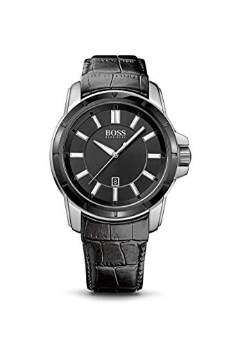 Hugo Boss 1512922 - Reloj de Cuarzo para Hombre, con Correa de Cuero, Color Negro