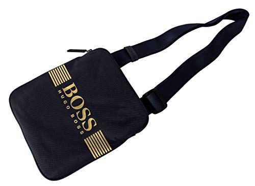 Hugo Boss Pixel S Zip - Bolso bandolera para hombre (24 x 20,5 x 2 cm), diseño de logotipo de Hugo Boss, color azul marino