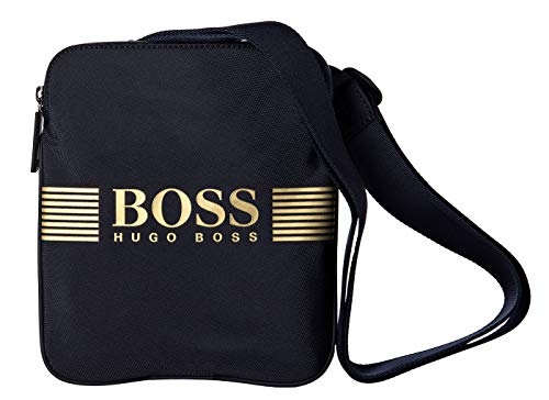 Hugo Boss Pixel S Zip - Bolso bandolera para hombre (24 x 20,5 x 2 cm), diseño de logotipo de Hugo Boss, color azul marino
