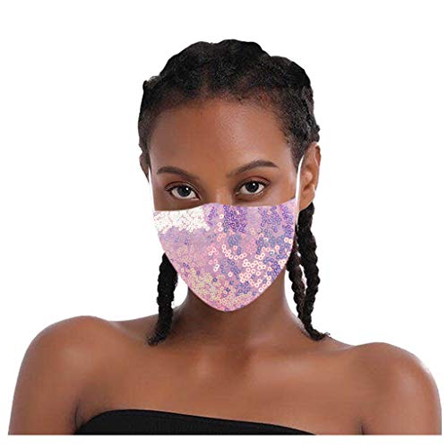 Huluob Cara de Lentejuelas de 4 Piezas ??????????? para Mujer Color Degradado, Oro Rosa, pañuelos faciales Multicolor Material de Mezcla de algodón Reutilizable/Lavable