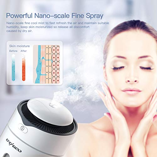 Humidificador Ultrasónico Silencioso, (Vapor Frío, 2 Niebla de 2 Niveles, 7 Luz Nocturna LED, Apagado Automático y fuente de Alimentación USB, 300 ML) Mini Humidificador Bebes