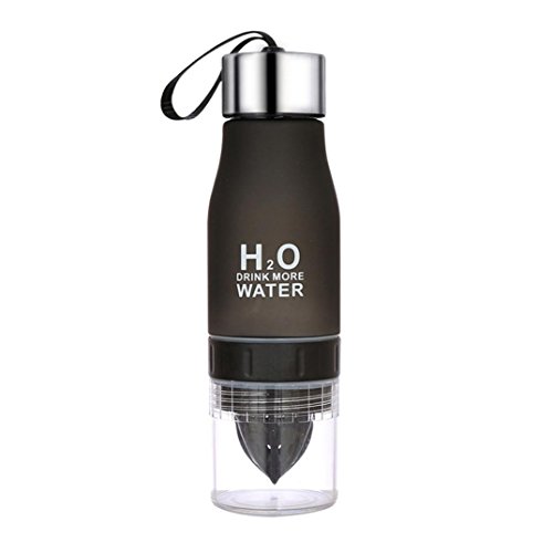 Hunpta 650 ml Citron Tasse Bouteille H2O boire Plus d'eau potable Bouteille de vélo, noir