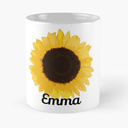 HUONGLILY Living Yellow Names AVA Script Anna Quote Alise Best Mug Tiene 11oz de Mano Hechas de cerámica de mármol Blanco