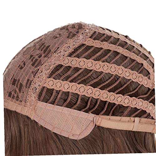 hvxjxk Mujeres Corto Bob Pelucas Recta con Plano Bangs Sintético del Partido De Cosplay De La Peluca Diaria Naturales como Verdaderas Cabello Castaño