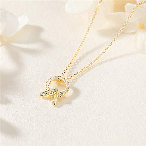 HWADMW S925 Plata esterlina diseño Arco Anillo Collar nicho Femenino Temperamento Coreano clavícula Cadena joyería Collar Plata 925 S925 Plata Platino