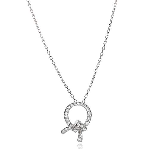 HWADMW S925 Plata esterlina diseño Arco Anillo Collar nicho Femenino Temperamento Coreano clavícula Cadena joyería Collar Plata 925 S925 Plata Platino