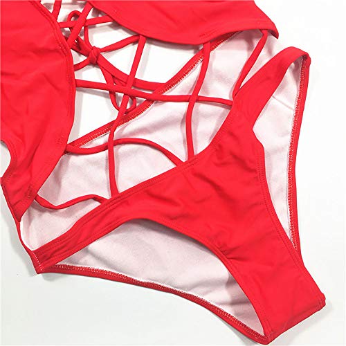 HWHSZ Traje De BañO De Talla Grande para Mujer Escote En V Escote con Pliegues SóLidos Vientre SiaméS Fina Sexy Cintura Alta Split BañO De Aguas Termales,S