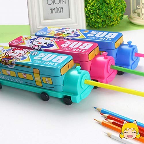 HYISHION Estudiante de Escuela Primaria de Tren de la Caja de lápiz con Pluma Sacapuntas Pink Princess SKYJIE