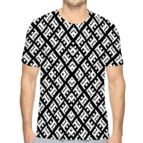 hyjhytj Tees Style T-Shirts Men Women Black White Wave Geometrical Pattern Decoration Beautiful Repeating Geometrical Zigzag
