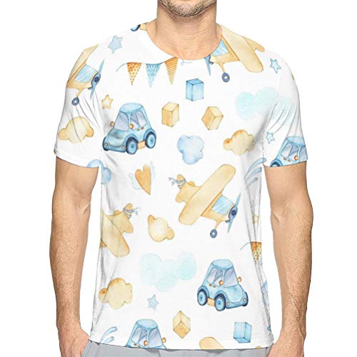 hyjhytj Tees Style T-Shirts Men Women Boys Toys Airplane Car Cubes Clouds Boys Toys a