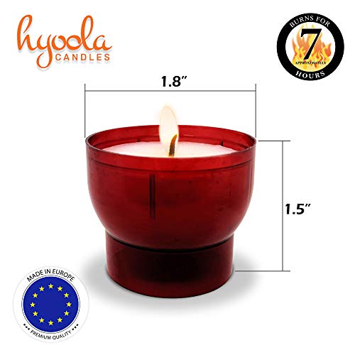 Hyoola Velas votivas sin perfume – Copa de plástico rojo – 7 horas – 25 unidades – fabricado en Europa
