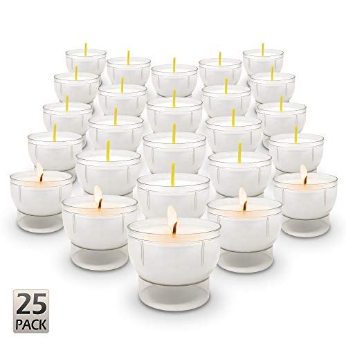 Hyoola Velas votivas sin perfume – Copa de plástico transparente – 7 horas – 25 unidades – fabricado en Europa