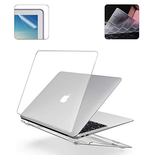 i-Buy Funda Dura Compatible con 2019 MacBook Pro 16 Pulgadas con Touch Bar & Touch ID A2141 + Cubierta del Teclado + Protector Pantalla - Cristal Claro