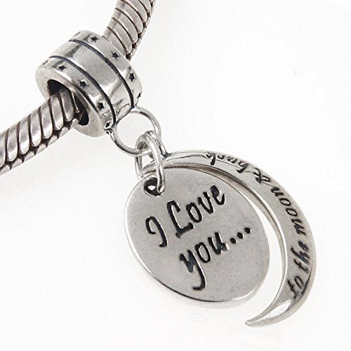 I Love You a la luna trasera Charm colgante de plata 925 amor corazón Dangle Charms Bead para European pulsera collar