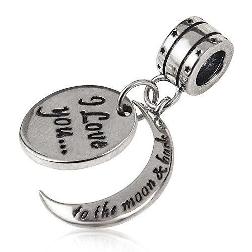 I Love You a la luna trasera Charm colgante de plata 925 amor corazón Dangle Charms Bead para European pulsera collar