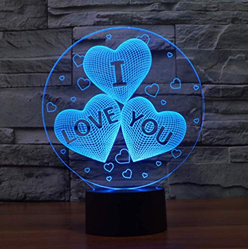 I Love You Night Lights Regalos para niños Mujeres Mamá Chicas Smart Touch y control remoto Lámpara de ilusión 3D de 3 colores Amor romántico Luz para niños Lámparas de escritorio led Te amo