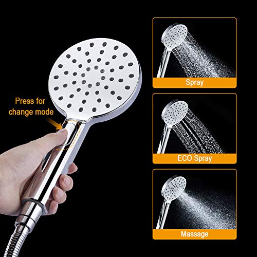 Ibergrif M21810 Sistema Columna de Ducha Termostática con Rociador, Alcachofa, Manguera, Barra Ajustable y Soporte, Cromo, Plata