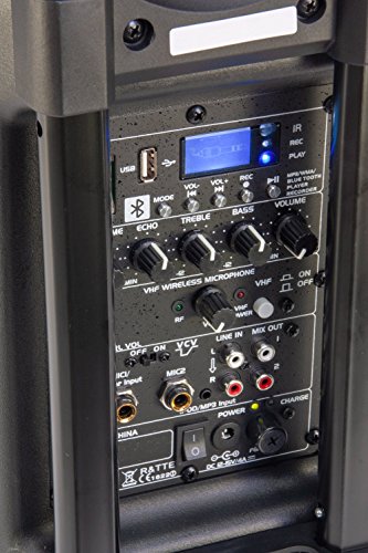 Ibiza Sound PORT8VHF-BT Sistema de sonido portátil y autónomo de 8"/20 cm, Bluetooth, Wireless, 400 W, Negro