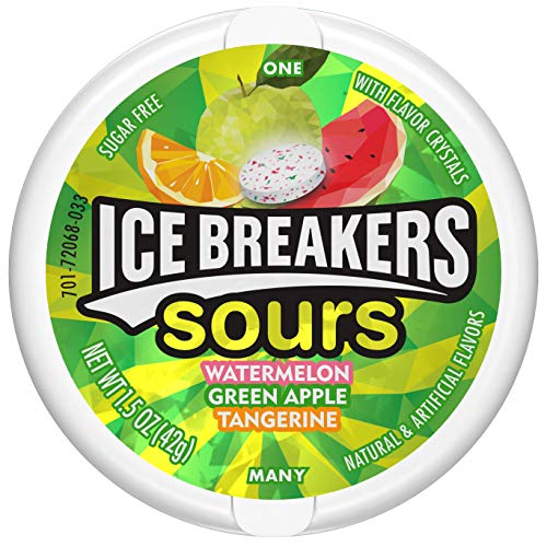 ICE BREAKERS Sours Mints (Green Apple, Tangerine, and Watermelon, 1.5-Ounce Containers, Pack of 8)