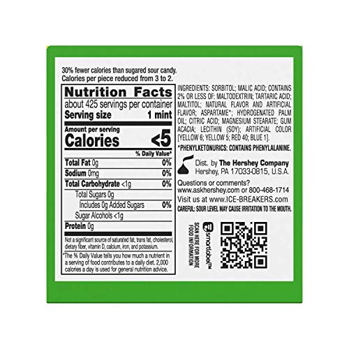 ICE BREAKERS Sours Mints (Green Apple, Tangerine, and Watermelon, 1.5-Ounce Containers, Pack of 8)