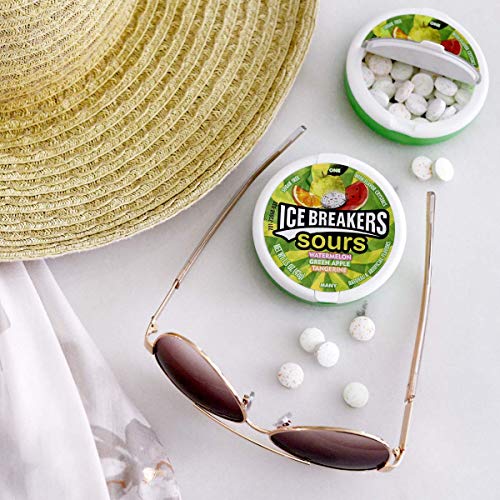 ICE BREAKERS Sours Mints (Green Apple, Tangerine, and Watermelon, 1.5-Ounce Containers, Pack of 8)