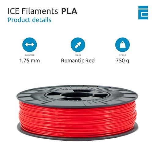 ICE Filaments ICEFIL1PLA009 filamento PLA,1.75mm, 0.75 kg, Romantic Red
