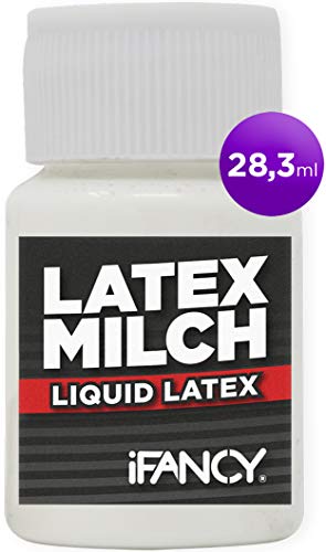 ifancy Loción Profesional Látex Leche en Blanco/Transparente 28.3ml – Látex Líquido Make Up Maquillaje - para Crear Lesiones, Heridas y Cicatrices - Halloween Noche de Brujas Carnaval Piel