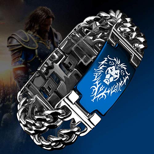 IG Pulsera de Pareja Pulsera de World of Warcraft Pulsera de Acero de Titanio Tribal de la Alianza para Hombres Wow Game Jewelry Hebilla de Cadena Desmontable, Regalo de cumpleaños para Hijo/Esposo