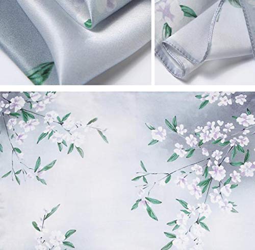 IGRNG La Bufanda de Seda, literaria Fresca pequeña Bufanda de Seda de impresión Exquisita Obra no Salta la Aguja no Baja 55Cм-55Cм Tela Fina Trabajo,11