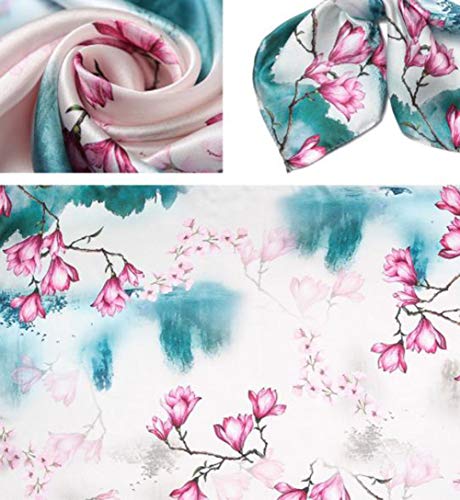 IGRNG La Bufanda de Seda, literaria Fresca pequeña Bufanda de Seda de impresión Exquisita Obra no Salta la Aguja no Baja 55Cм-55Cм Tela Fina Trabajo,11