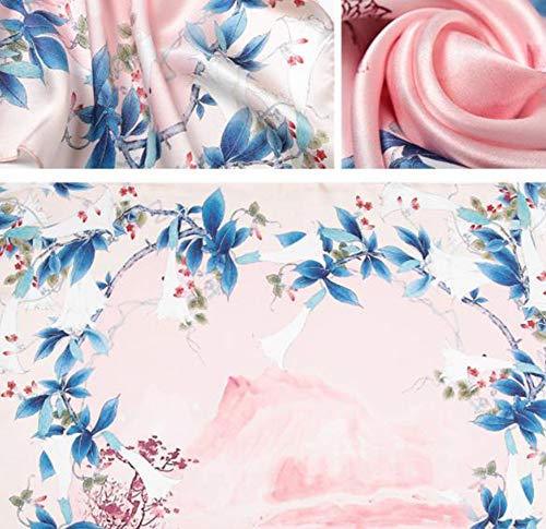 IGRNG La Bufanda de Seda, literaria Fresca pequeña Bufanda de Seda de impresión Exquisita Obra no Salta la Aguja no Baja 55Cм-55Cм Tela Fina Trabajo,11