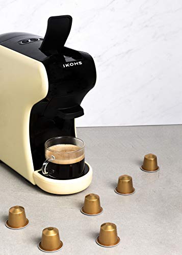 IKOHS Máquina de Café Espresso Italiano - Cafetera Multi Cápsulas Compatible Nespresso 3 en 1, 19 Bares con 2 Programas de Café, deposito extraíble, 0,7 L, Compacto, 1450 W, automático Beige