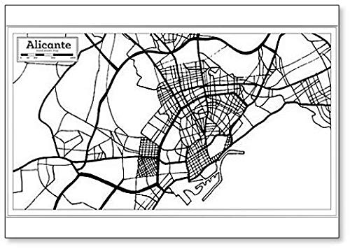 Imán para nevera con diseño de mapa de la ciudad de Alicante