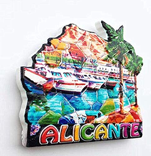 Imán para nevera de Alicante España 3D, colección de regalos para el hogar y la cocina, decoración de pizarra blanca magnética