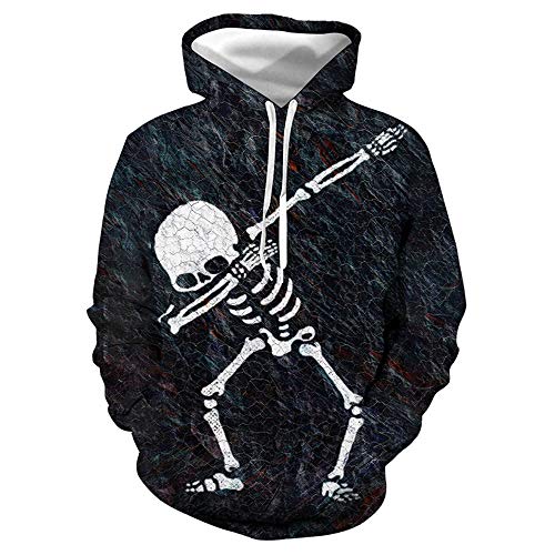 Impresión Digital 3D cráneo Esqueleto Encapuchado Amantes LON 3XL 3D Animal Print Cool Unisex Hombre Mujer Sudaderas con Capucha 3XL