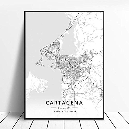 Impresiones Sobre Lienzo Cartel De Lienzo Artístico De La Ciudad En Blanco Y Negro De Cartagena Colombia,Imagen De Arte Retro Simple Moderno,Decoración Del Hogar,Póster De Impresión Hd,Para Sala D