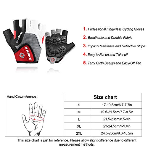 INBIKE Guantes Ciclismo, Guantes de Gel Dedo Medio Verano para MTB Bicicleta Hombre(Rojo,L)