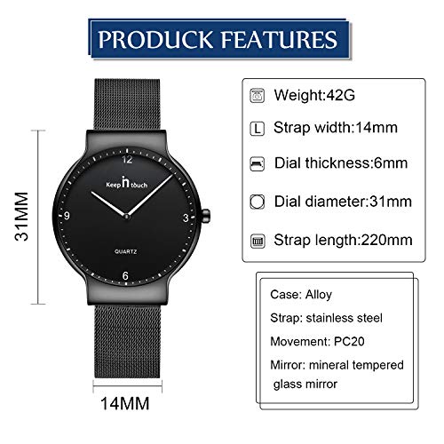 Infinito U-Reloj Pareja Reloj de Cuarzo Ultrafino para Mujer Moda Relojes de Pulsera Casual Impermeable de Acero Inoxidable Idea Regalo para Pareja