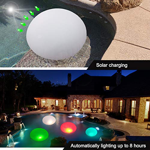 Inflable UFO Luces Solar Piscina Flotante, Lámpara Solar de Jardín RGB LED Color Cambiante, IP68 Impermeable Colorido Luces Nocturnas Iluminación de Exterior Colgante para Patio Césped Paisaje Playa
