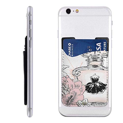 Inner-shop Cartera de Tarjeta móvil Cartera, identificación de Bolsillo Funda de Tarjeta de crédito Anuncio Botella de Perfume y Flores C