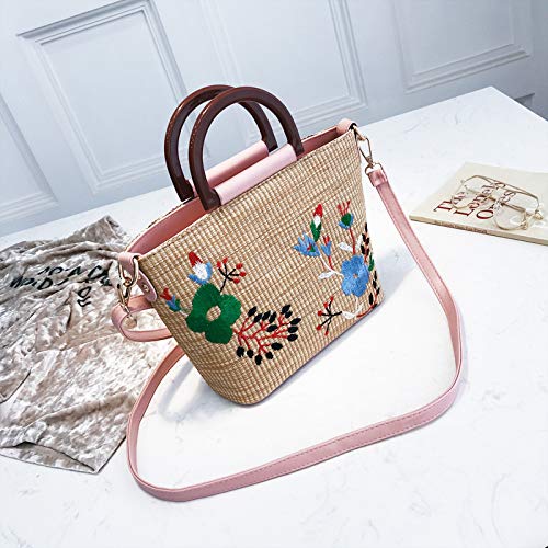 INSTO Señoras Rota Bolso,Playa Bolso,Mano Bolso,Mensajero Bolso Durable/Rosado / 27×20×9cm