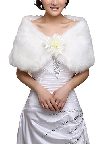 insun mujeres elegante flor del Cabo capa boda chal Marfil blanco crema Talla única